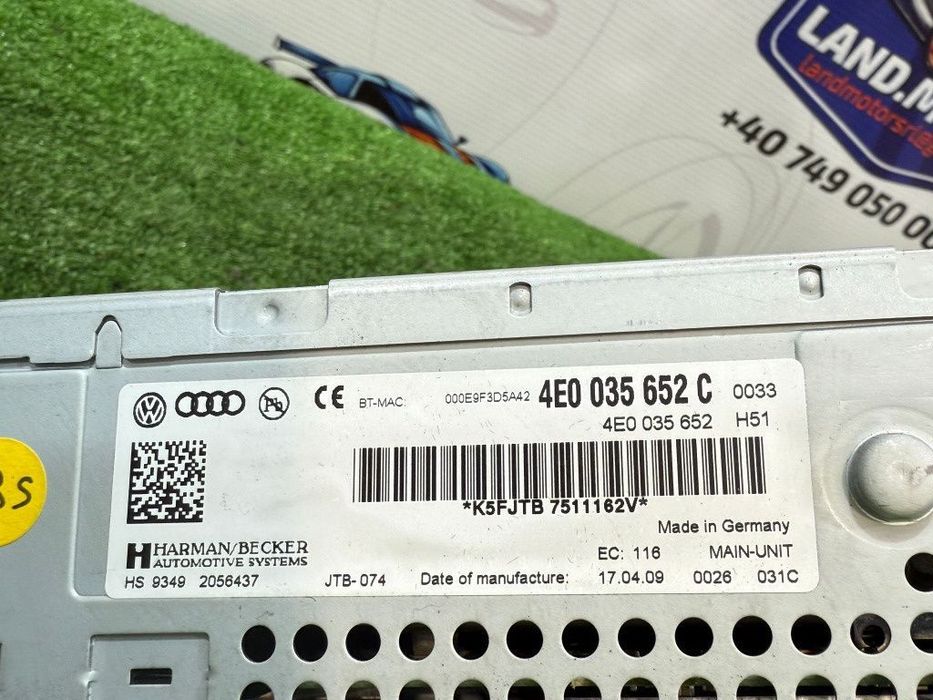 Radio cd multimedia mmi 3g 2009 audi a6 e se sedan 2.0 diesel cod oem 4e0035652ex 4e0035652c