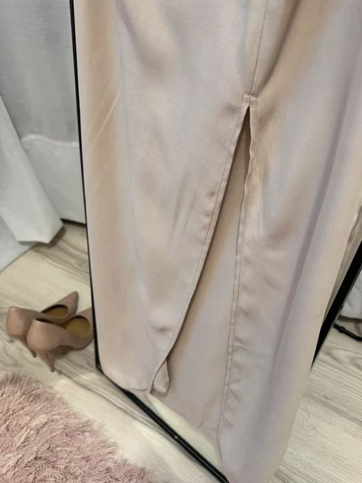 Rochie midi de vară crem bej mix de in cut out Zara mărimea S