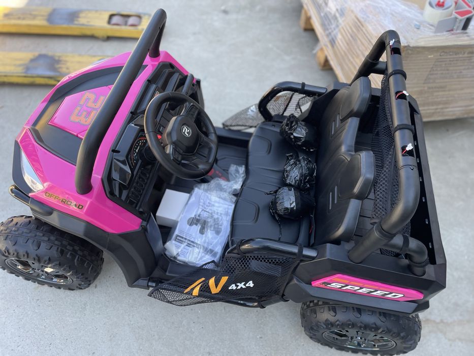 Masinuta electrica pentru copii Nichiduta UTV Rose Red 4x4 cu telecomanda,acumulator 24V,lumini led,bara cu proiectoare