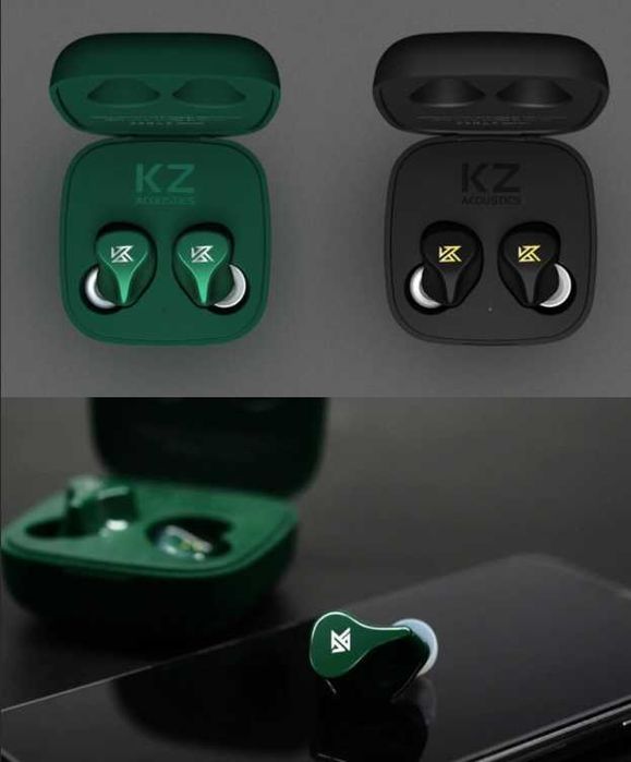 Новые восстановленные TWS наушники KZ Z1 черного цвета