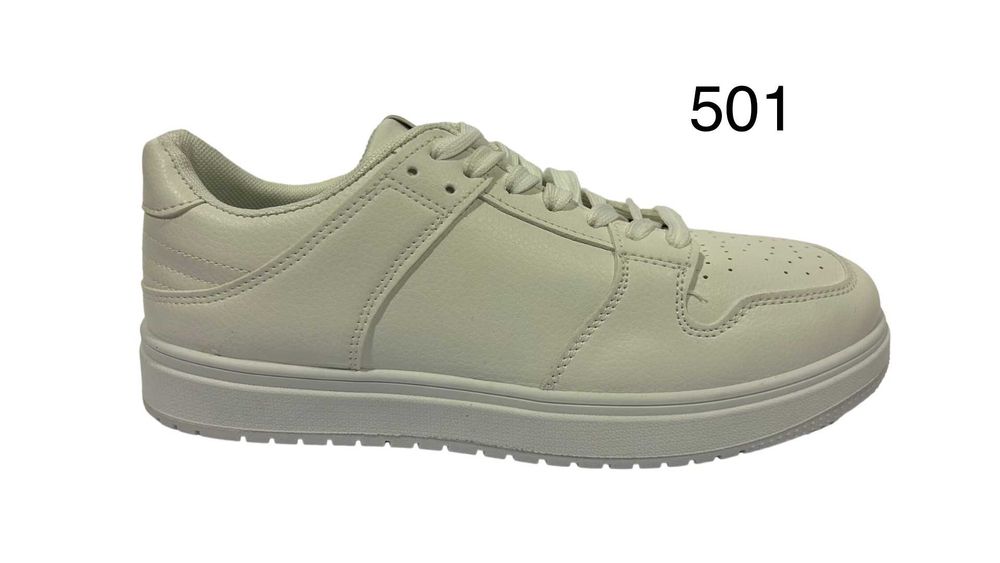 Мъжки кожени маратонки в бяло и черно-501