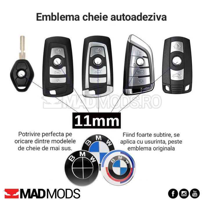 Set 2 buc emblema cheie BMW aluminiu seria 1 2 3 4 5 6 7 8 X i