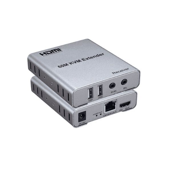 Hdmi kvm extender 60 метр удлинитель экстендер через кабеля rj45, серы