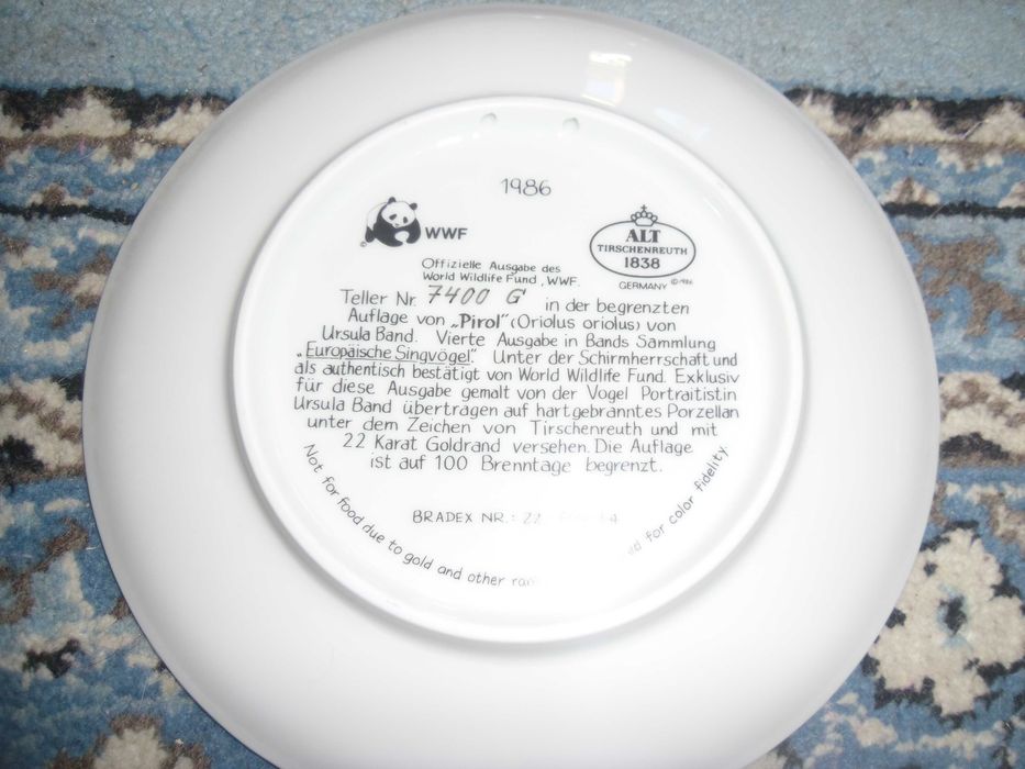 farfurii noi ,cu pasari portelan engl.