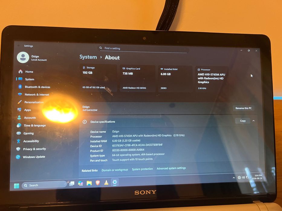 Laptop Sony Vaio 15.6”