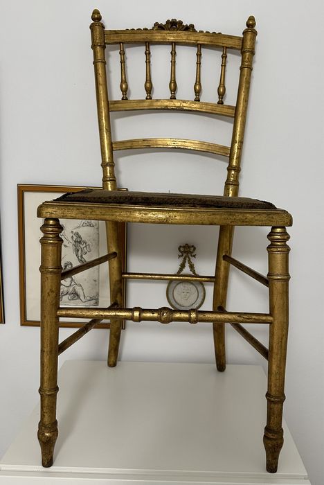 Set 4 scaune vintage aurii, stil Napoleon III / Chiavari