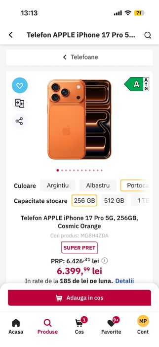 Vand Iphone 17 pro