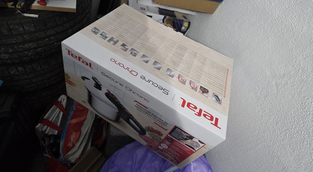 Oala sub presiune TEFAL Secure Chrono, 6l, inox, argintiu. Produs nou.