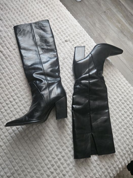 Cizme ciocate Zara piele naturala 37