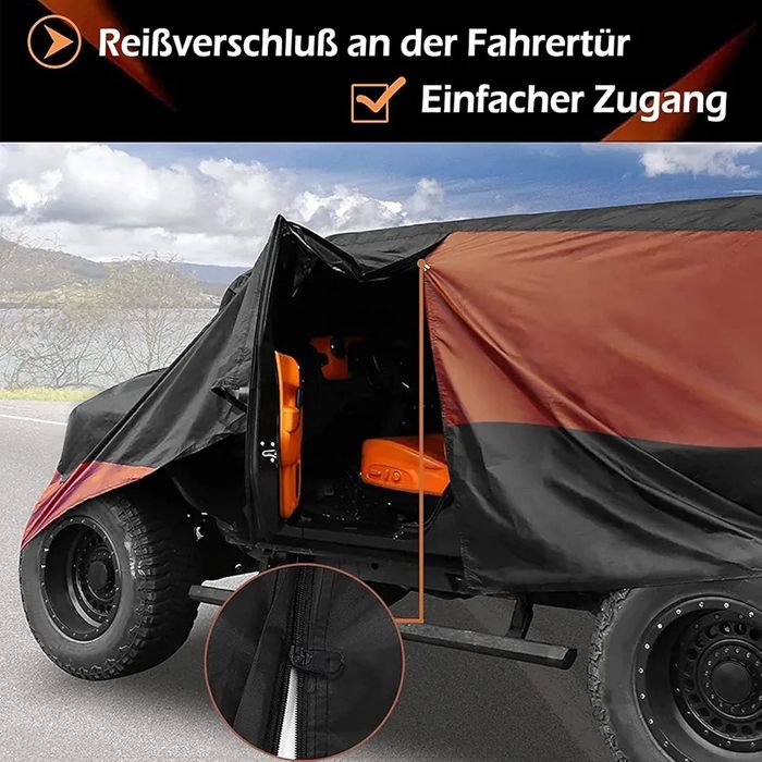 Водоустойчиво покривало за Jeep Wrangler 2 врати, черно/ оранжево