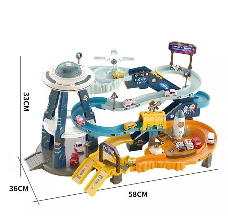 Set joaca copii circuite & parcari XXL cu lift, lumini, sunete