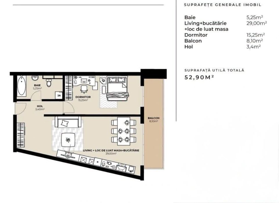 Apartament nou de vânzare | 2 camere | etaj intermediar | balcon — fotografia 1