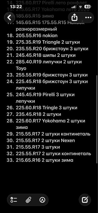 Шины от R15 до R21