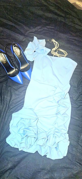 Синя къса рокля с хербали