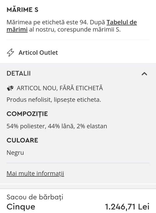 Vand sacou barbati Cinque