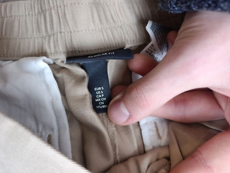 H&M Men's Beige Slim Fit Cotton Chinos Pantaloni / Blugi