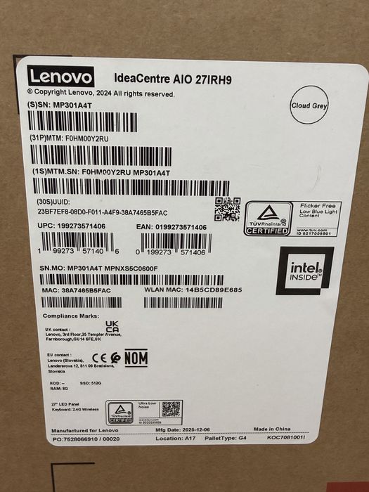 Monoblok Lenovo 27    6 месяц garantiya