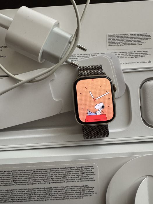 Смарт часовник Apple Watch 7,Cellular, 45mm,Gold Milanese Loop