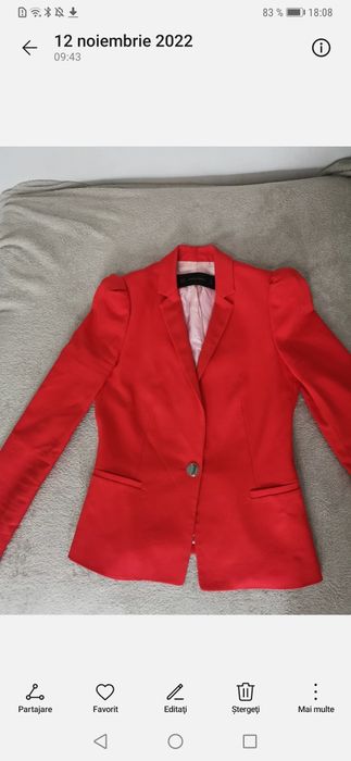 Sacou roșu Zara, XS