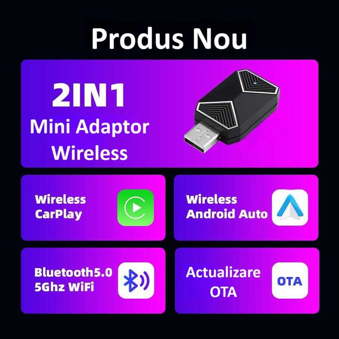 Adaptor Wireless Android Auto/Apple Carplay ZYTEQ® C11 Universal, Nou