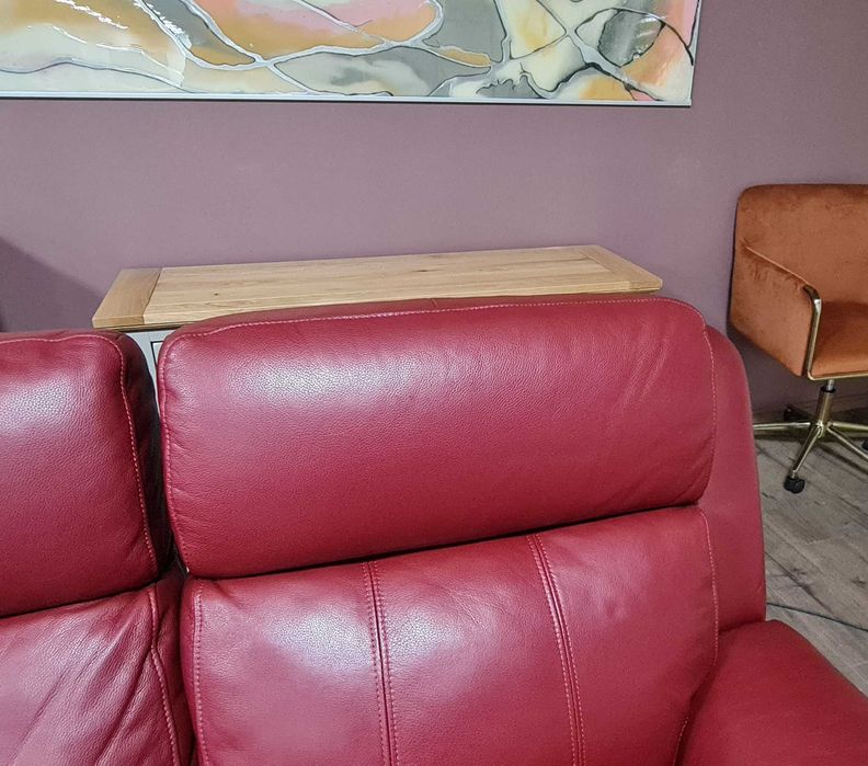 Червен кожен диван двойка с електрически релаксиращ механизъм