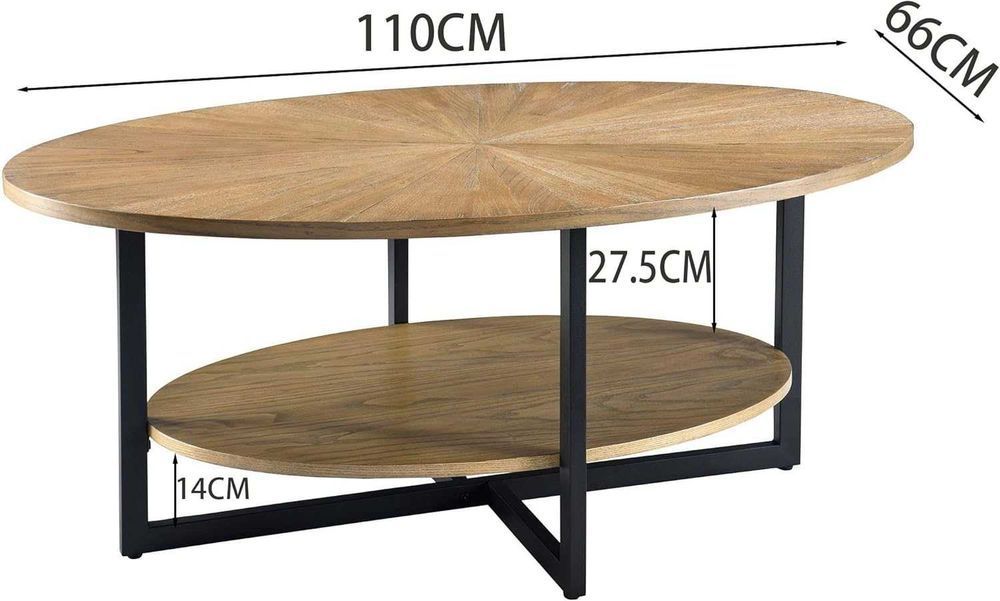 Masa ovala, 110 x 66 x 45.5 cm, dublu blat, lemn masiv, maro