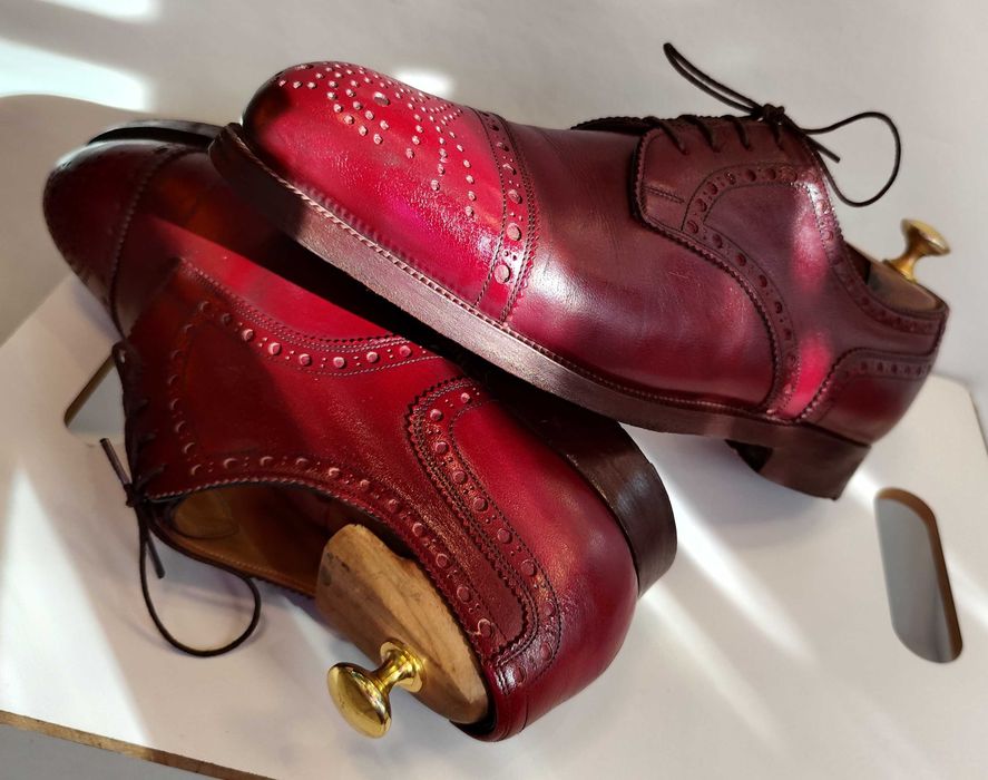 Pantofi derby de lux 42.5 43 de lux Lavoratione Artigianale lucrati manual burgundy