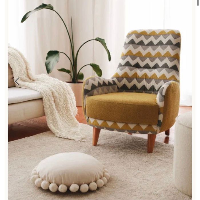 Fotoliu galben din textil Zikzak The Home Collection