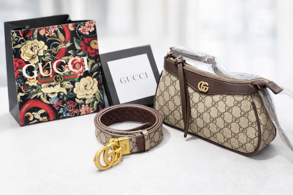 Дамски колан GUCCI, двулицев, естествена кожа, ПРОМОЦИЯ