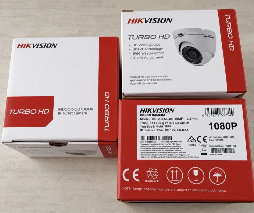 Set 3 camere supraveghere Hikvision Turbo HD 1080P cu infrarosu - noi