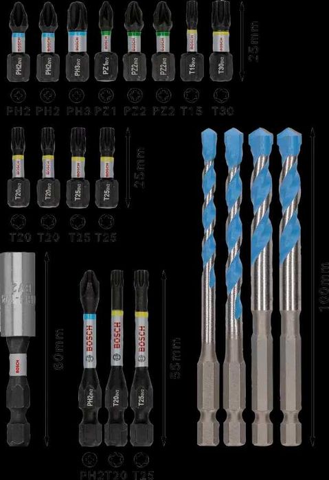 Промоция!!Магнитни ударни битове Impact и свредла Multi 20 бр. Bosch