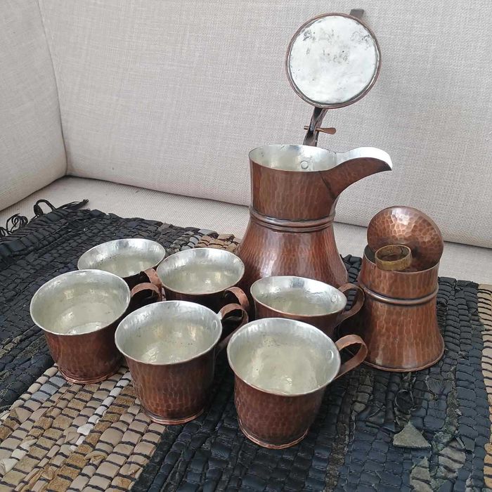 Сервиз за турско кафе от кована мед