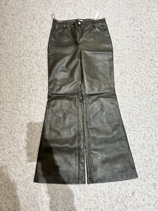 Женские кожанные брюки клеш Lime