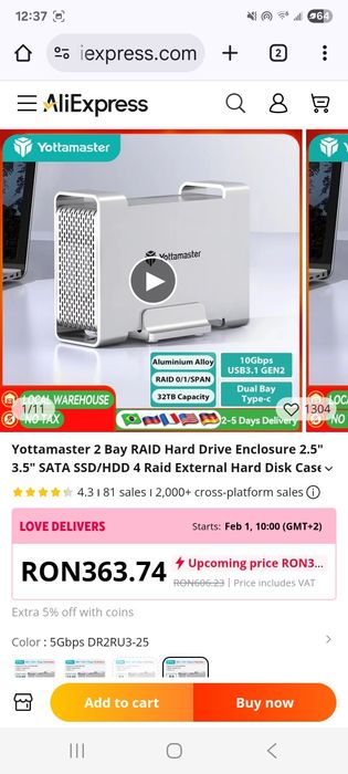 Yottamaster Hard Drive storage  4hdd si 2hdd sata 3.0 si usb 3.0