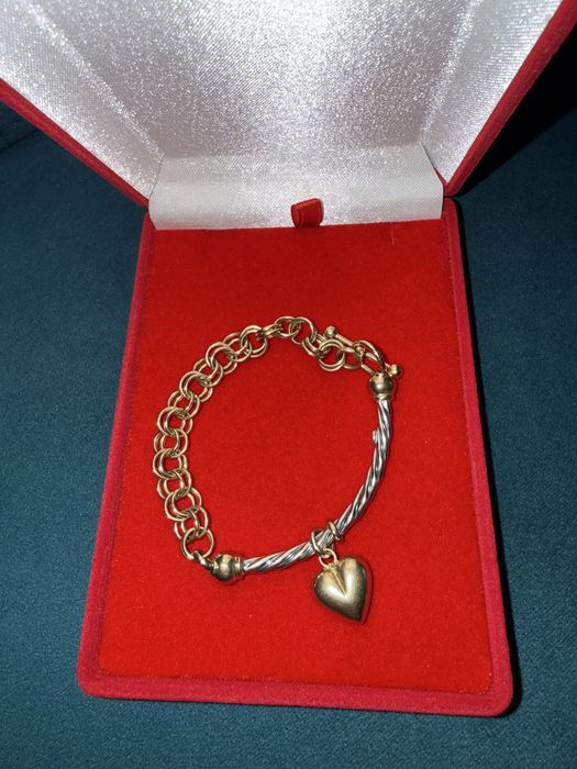 Set colier si bratara , aur alb si galben 14k