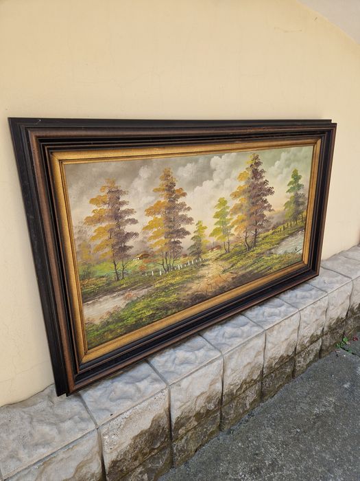 Страхотна огромна антикварна авторска майсторска картина