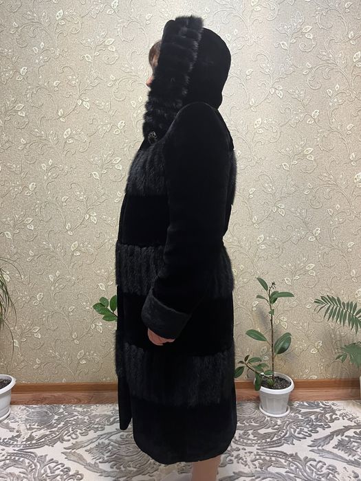 Шуба мутон с норкой