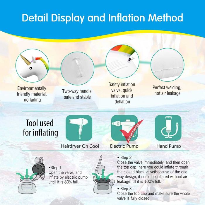 Надуваема играчка Dracarys Unicorn 200x100x90 см, плаващо легло