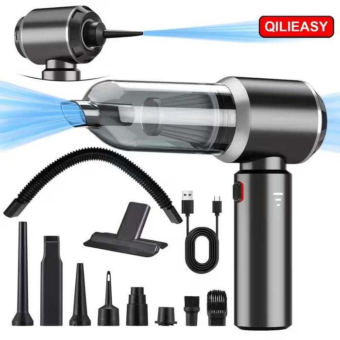 Мощна прахосмукачка QILIEASY,100W,20000Pa, 6000mAh,мокро, сухо чистeне