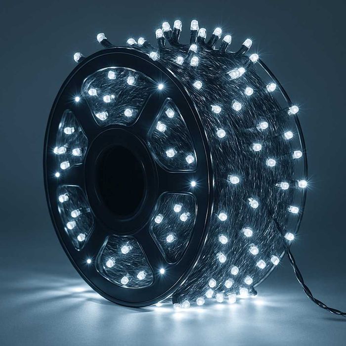 100м коледни външни лампички с 3500 мини диода 800 основни LED бял