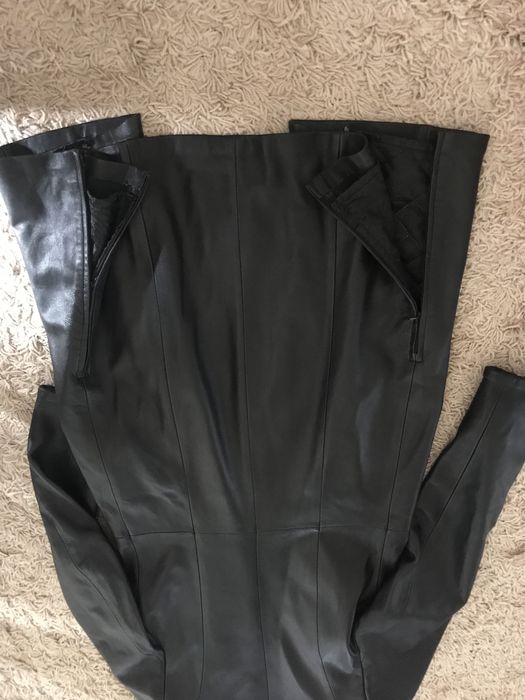 Palton/haina piele naturala negru