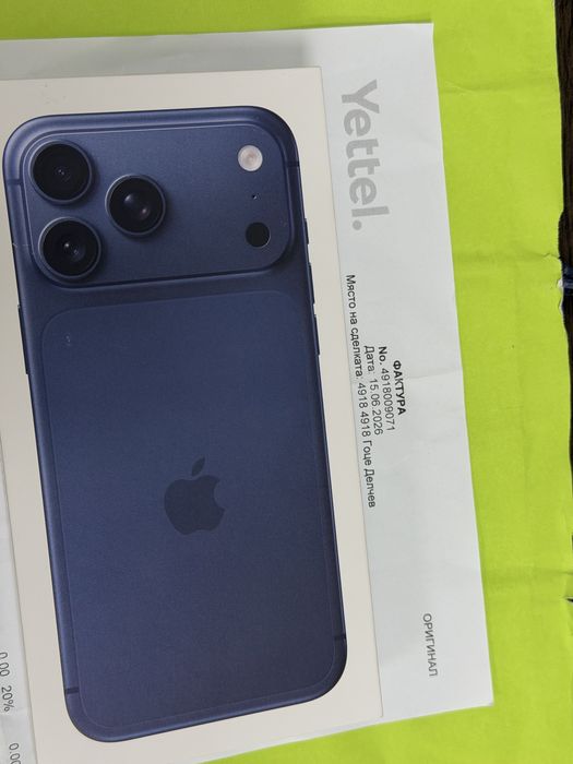 ЗАПЕЧАТАН 256GB iPhone 17 Pro Max Yettel Гаранция 2029г. Blue