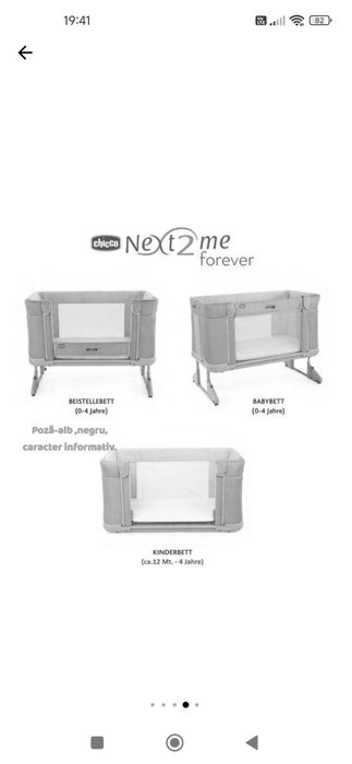 Pătuț bebe Chicco next2 Me Forever 3 în 1 Gry