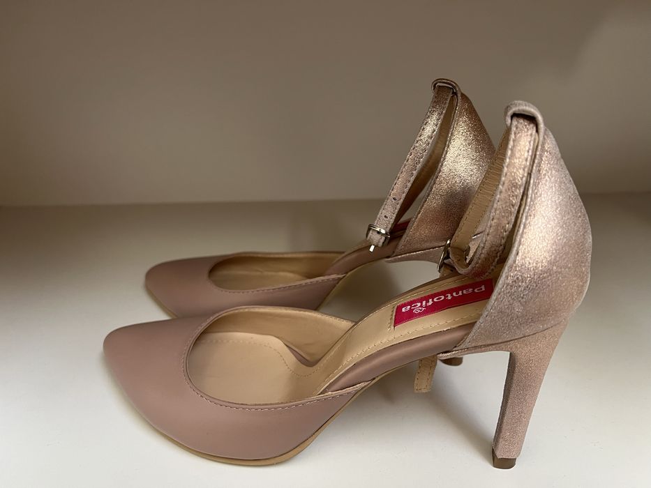 Pantofi piele roz pudrat