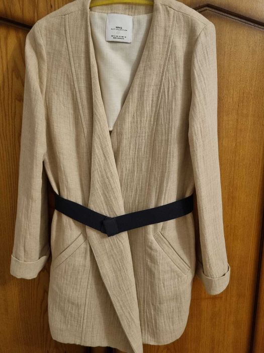 Vand sacou lung dama din in 100% marime M/L, bej, nou fara eticheta