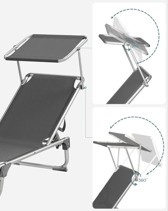 SONGMICS сгъваем шезлонг със сенник