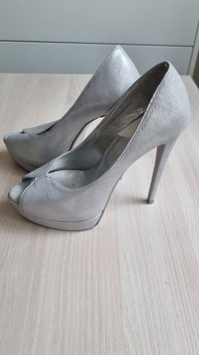 Pantofi piele, peep toe, cu platforma, stiletto, toc inalt NOI
