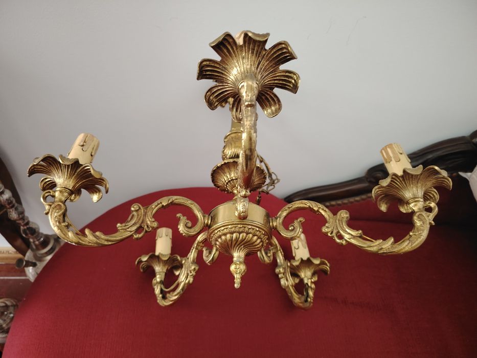 Superb candelabru antic in stilul francez Louis cu 5 brațe ,piesa cu o