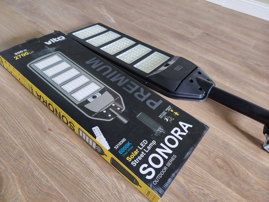 Соларна лед улична лампа -Sonora vito 200w+подарък още една
