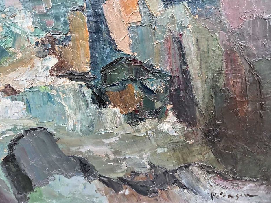 Tablou vechi - stanci - semnat Petrascu